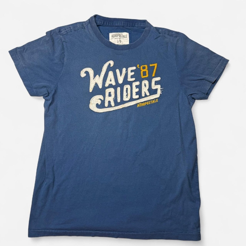 Y2K retro Aeropostale Wave Riders blue t-shirt WAVE '87 RIDERS graphic size L